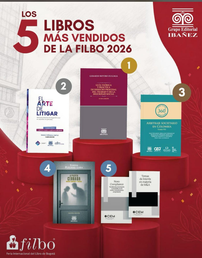 Promotional image of the five best-selling books at the Filbo 2026 book fair, featuring Grupo Editorial Ibáñez branding.